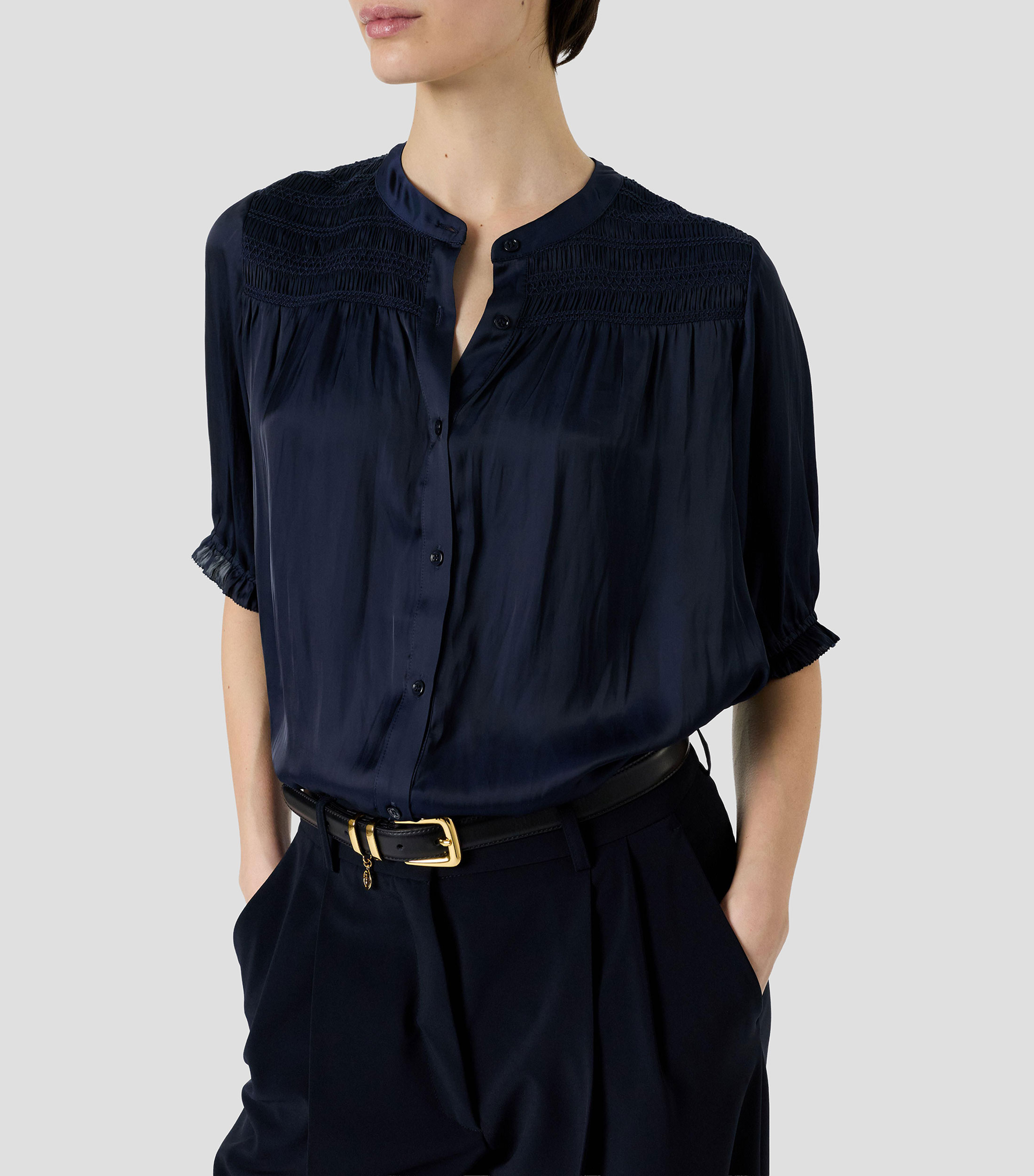 Blusa lisa manga corta Mujer